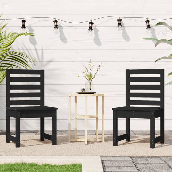 vidaXL Cadeiras de jardim 2 pcs 50x48x91,5 cm pinho maci&ccedil;o preto