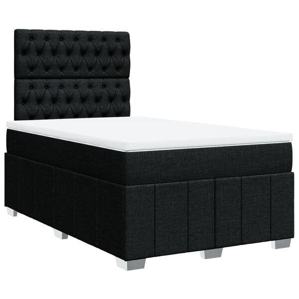 vidaXL Cama boxspring com colch&atilde;o 120x190 cm tecido preto