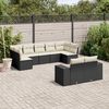 vidaXL 9 pcs conjunto de sof&aacute;s p/ jardim c/ almofad&otilde;es vime PE preto