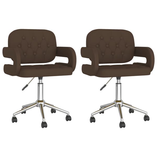vidaXL Cadeiras de jantar girat&oacute;rias 2 pcs couro artificial castanho