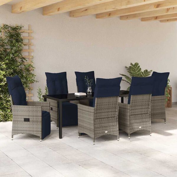 vidaXL Conjunto de Mesa e Cadeiras 7 pcs Cinzeto Rattan de PE