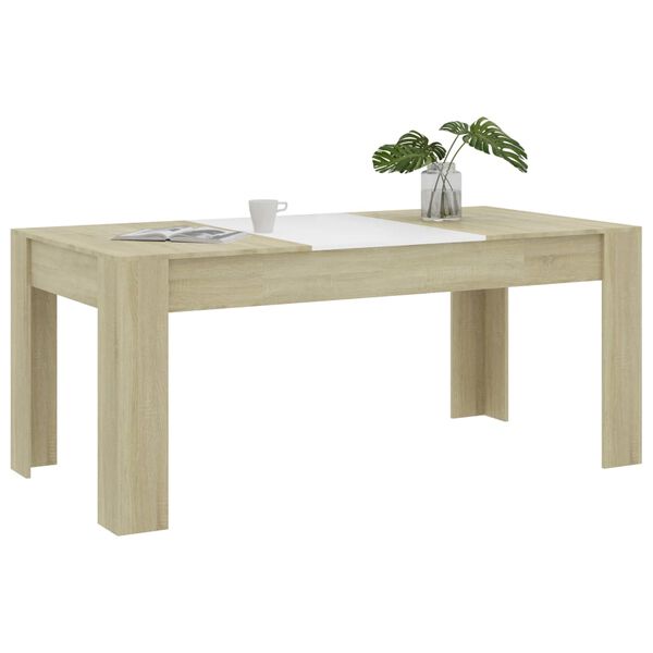 vidaXL Mesa de jantar 180x90x76 cm contrapl. branco e carvalho sonoma
