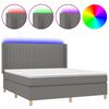vidaXL Cama box spring c/ colch&atilde;o e LED 180x200 cm tecido cinza-escuro