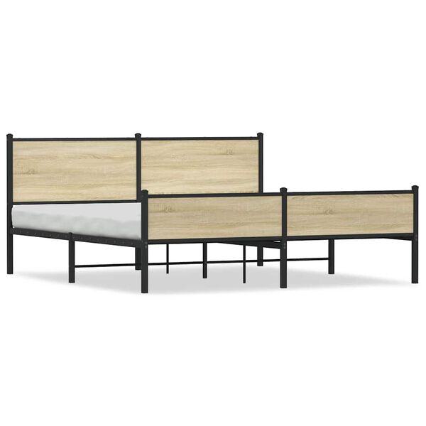 vidaXL Estrutura de cama sem colch&atilde;o 180x200cm metal carvalho sonoma