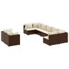 vidaXL 9 pcs conjunto sof&aacute;s p/ jardim c/ almofad&otilde;es vime PE castanho