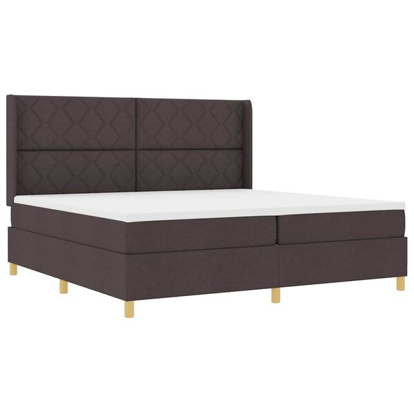 vidaXL Cama Box com colch&atilde;o Marrom Escuro 200 x 200 cm tecido