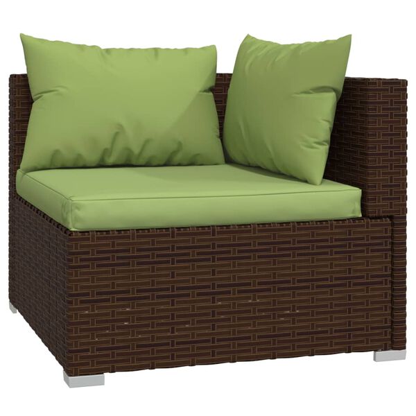 vidaXL 7 pcs conjunto lounge de jardim c/ almofad&otilde;es vime PE castanho