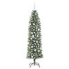 vidaXL &Aacute;rvore Slim de Natal Artificial Verde e Branco 180 cm