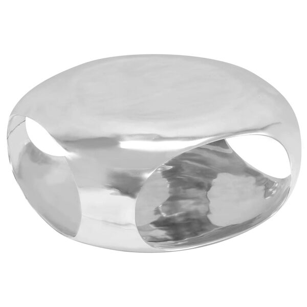 vidaXL Mesa de centro em alum&iacute;nio fundido 70x70x32 cm prateado