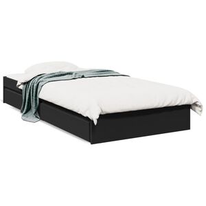 vidaXL Estrutura de cama c/ gavetas 100x200 cm derivados madeira preto
