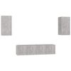vidaXL 4 pcs conjunto de m&oacute;veis de TV contraplacado cinzento cimento