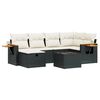 vidaXL 7 pcs conjunto de sof&aacute;s p/ jardim c/ almofad&otilde;es vime PE preto