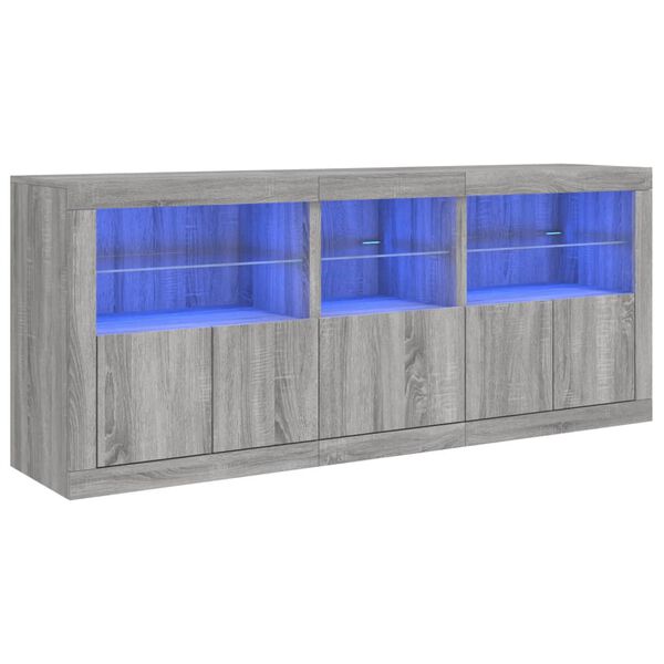 vidaXL Aparador com luzes LED 162x37x67 cm cinzento sonoma
