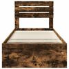 vidaXL Estrutura da Cama com cabeceira Carvalho Defumado 90 x 190 cm
