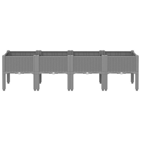 vidaXL Vaso/floreira de jardim c/ pernas 160x40x42cm PP cinzento-claro