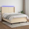 vidaXL Cama box spring c/ colch&atilde;o e LED 140x190 cm tecido cor creme