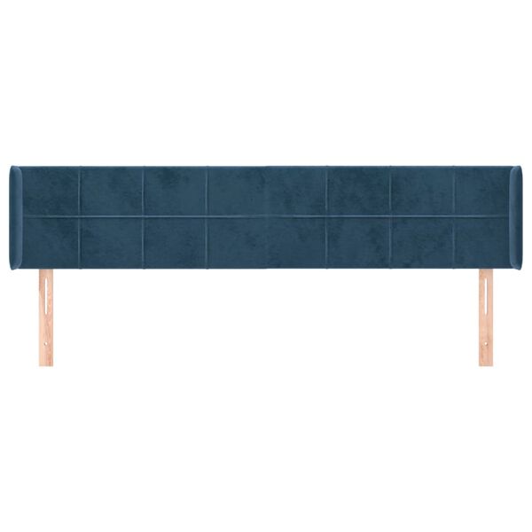 vidaXL Cabeceira de cama c/ abas veludo 203x16x78/88cm azul-escuro