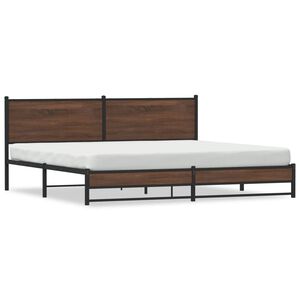 vidaXL Estrutura cama sem colch&atilde;o 193x203 cm metal carvalho castanho