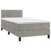vidaXL Cama box spring c/ colch&atilde;o/LED 90x200 cm veludo cinzento-claro
