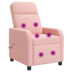 vidaXL Recliner de Massagem Rosa Boucl&eacute;