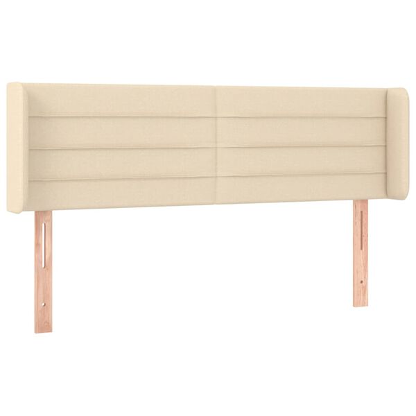 vidaXL Cabeceira de cama c/ abas tecido 147x16x78/88 cm creme