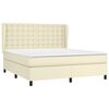 vidaXL Cama com molas/colch&atilde;o 180x200 cm couro artificial cor creme