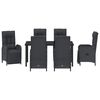vidaXL Conjunto de Jantar para Jardim com almofada 7 pcs Preto vime PE