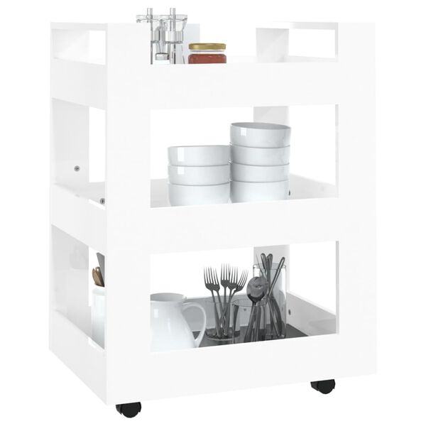 vidaXL Carrinho de cozinha 60x45x80 cm deriv. madeira branco brilhante