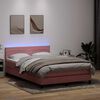 vidaXL Cama box spring c/ colch&atilde;o e LED 140x210 cm veludo Rosa
