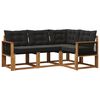 vidaXL Conjunto de Sof&aacute;s para Exterior 4 pcs Natural e Preto