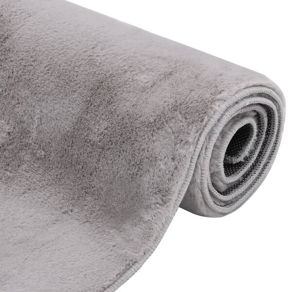 vidaXL Tapete em pele de coelho artificial 200x300 cm cinzento