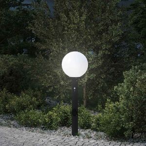 vidaXL Lumin&aacute;ria de poste com sensor e tomada, 80 cm, preta, IP44