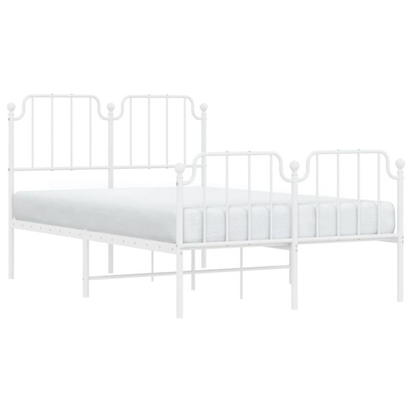 vidaXL Estrutura de cama com cabeceira e p&eacute;s 120x200 cm metal branco