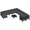 vidaXL 12 pcs conjunto lounge de jardim c/ almofad&otilde;es pinho preto