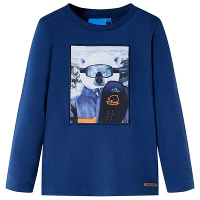 T-shirt de manga comprida para criança azul-ganga 92