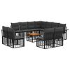 vidaXL Conjunto de Sof&aacute;s para Exterior 12 pcs Preto e Cinza Escuro