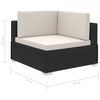 vidaXL 8 pcs conjunto lounge de jardim c/ almofad&otilde;es vime PE preto