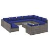 vidaXL 12 pcs conjunto lounge de jardim c/ almofadões vime PE cinzento