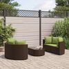 vidaXL 5 pcs conjunto sofás p/ jardim c/ almofadões vime PE castanho