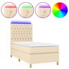 vidaXL Cama box spring c/ colch&atilde;o e LED 90x200 cm tecido cor creme