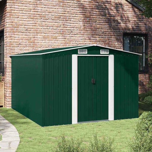 vidaXL Abrigo de jardim 257x298x178 metal verde