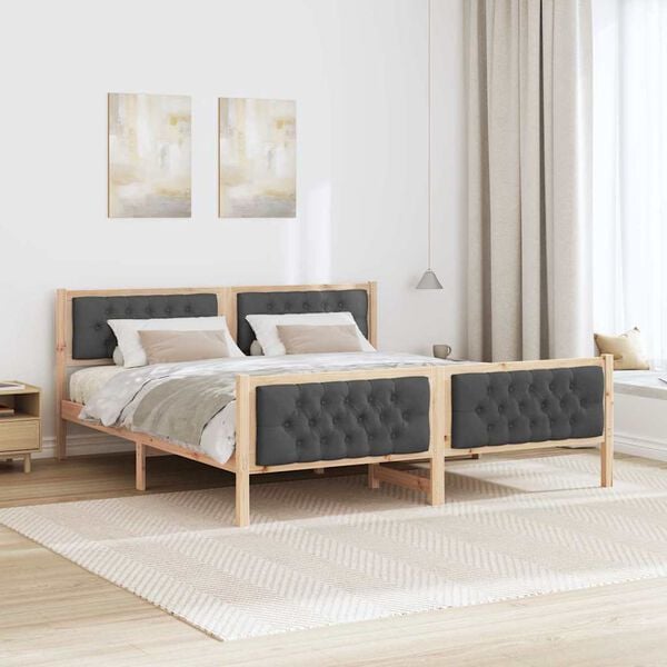 vidaXL Estrutura da Cama com cabeceira Cinza Escuro 160 x 200 cm