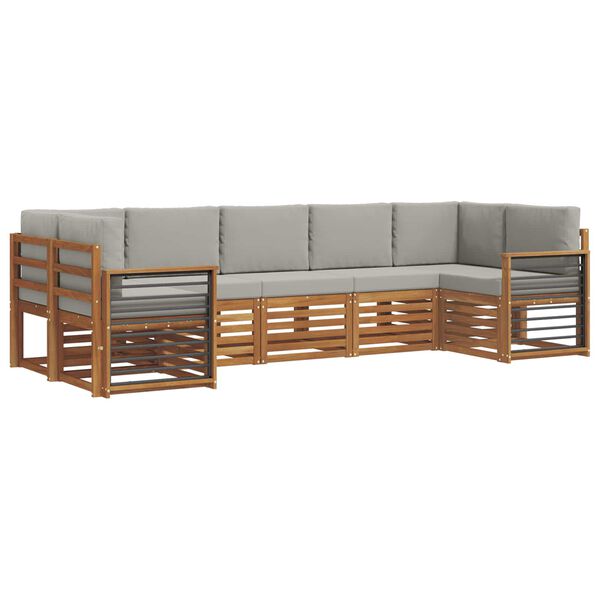 vidaXL Conjunto de Sof&aacute; Sectional 7 pcs Cinza Natural e Claro