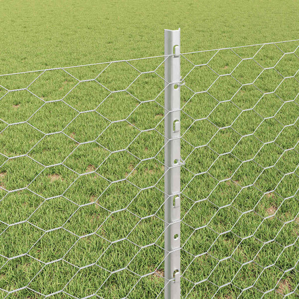 vidaXL Cerca e Poste Prateado 0,8 x 10 m Aço