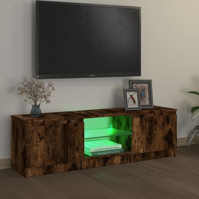 vidaXL Móvel de TV com luzes LED 120x30x35,5 cm carvalho fumado
