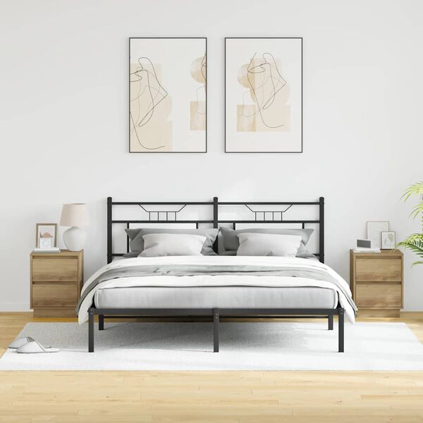 vidaXL Arm&aacute;rio de Cabeceira 2 pcs Carvalho Artesanal 39 x 34,5 x 50 cm