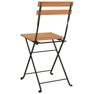 vidaXL Cadeiras de bistrô dobráveis 8 pcs madeira de teca maciça e aço