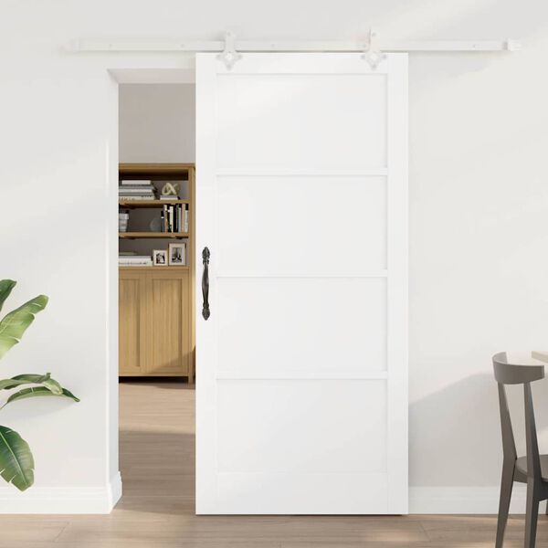 vidaXL Porta Deslizante Branco 93 x 202 cm Madeira de Pinheiro S&oacute;lida