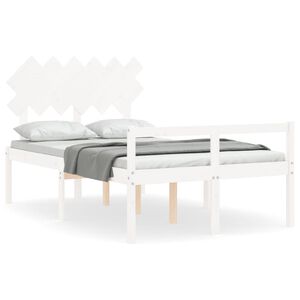 vidaXL Cama para idosos com cabeceira 120x200 cm madeira maci&ccedil;a branco