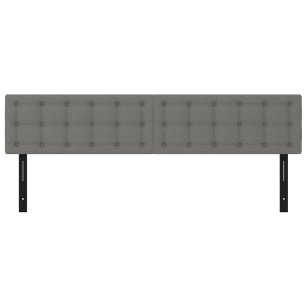 vidaXL Cabeceira de cama 2 pcs tecido 90x5x78/88 cm cinzento-escuro